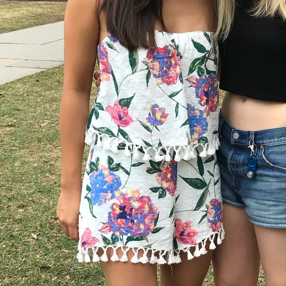 Strapless hydrangea romper (the impeccable pig)